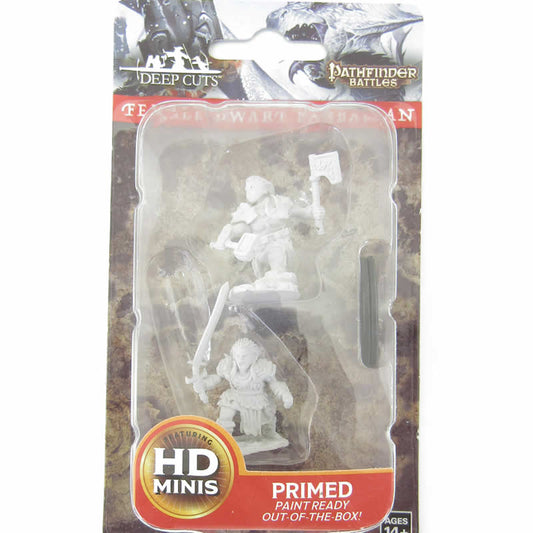 WZK73694 Female Dwarf Barbarian Pathfinder Battles Deep Cuts Miniatures