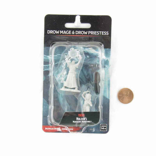 WZK90071 Drow Mage and Drow Priestess Nozurs Marvelous Miniatures D&D Unpainted Miniatures