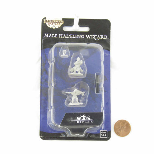 WZK90260 Halfling Wizard Male Miniature Figure Pathfinder Battles Deep Cuts Unpainted Miniatures