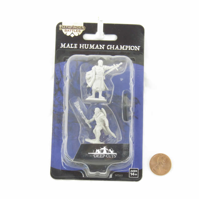 WZK90263 Human Champion Male Miniature Figure Pathfinder Battles Deep Cuts Unpainted Miniatures