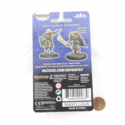 WZK90263 Human Champion Male Miniature Figure Pathfinder Battles Deep Cuts Unpainted Miniatures
