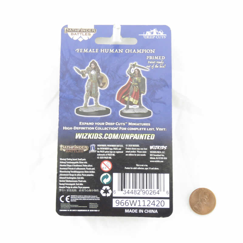 WZK90264 Human Champion Female Miniature Figure Pathfinder Battles Deep Cuts Unpainted Miniatures