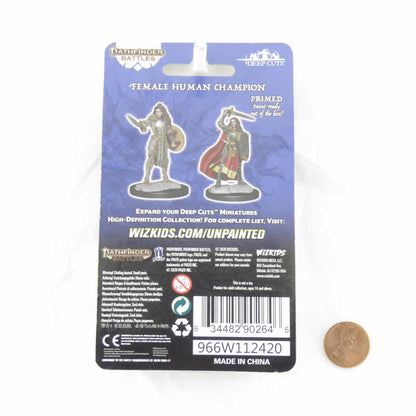 WZK90264 Human Champion Female Miniature Figure Pathfinder Battles Deep Cuts Unpainted Miniatures