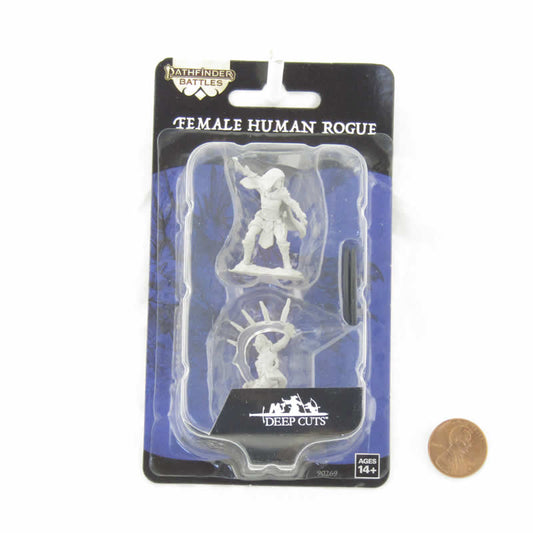 WZK90269 Human Rogue Female Miniature Figure Pathfinder Battles Deep Cuts Unpainted Miniatures