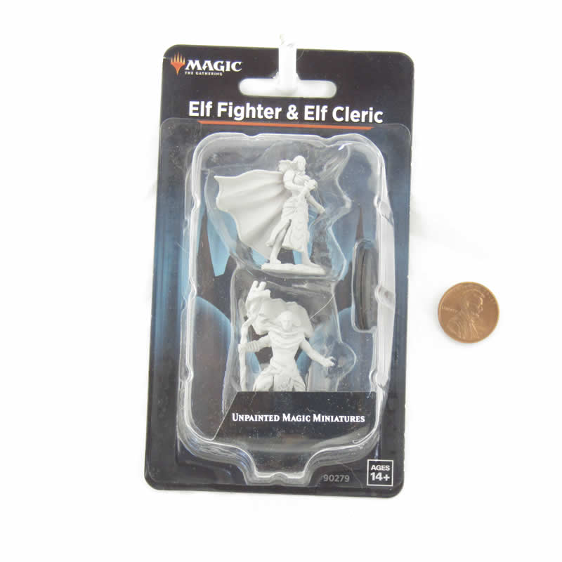 Elf Fighter and Elf Cleric Miniatures - Magic The Gathering Unpainted Minis WZK90279