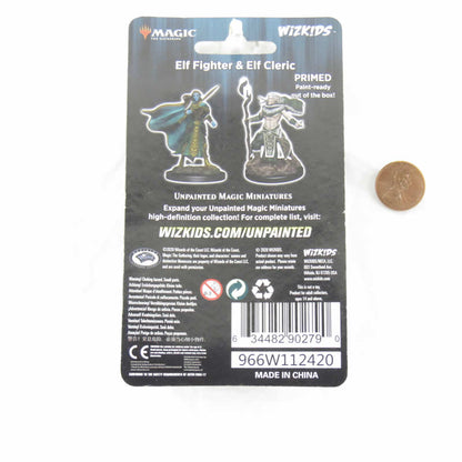 Elf Fighter and Elf Cleric Miniatures - Magic The Gathering Unpainted Minis WZK90279