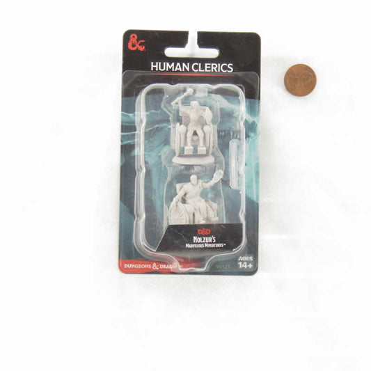 Human Clerics Unpainted Miniatures, 2-Pack – Nolzur's Marvelous Miniatures for D&D