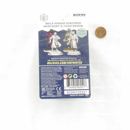 Human Sorcerer Merchant and Tiger Demon Miniatures - Critical Role Unpainted Minis WZK90551
