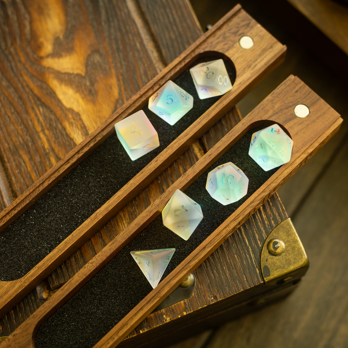 Black Walnut Wood Magnetic Dice Storage Box