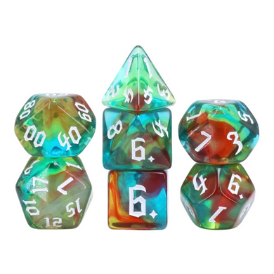 Wind Elves RPG Dice Set | 7-Piece Polyhedral Dice for TTRPGs