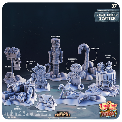 Cast n Play Christmas Village Terrain Set – 3D Printed 28mm 32mm D&D