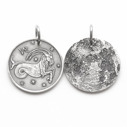 Zodiac Capricorn Moon Silver Necklace