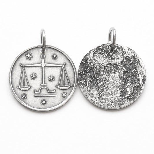 Zodiac Libra Moon Silver Necklace