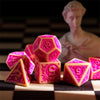 Off-White with Pink Irregular Pattern Fill: 7-Piece Acrylic Dice Set