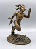 Running Satyr Statue, Hand Painted Resin Sculpture | Mythical Creature Figurine | Unique Legendary Faun Figurine. Fantasy Art Decor
