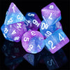 Purple Blue Two Tone 7-Dice Dnd Dice | Glitter w/White Numbers Set