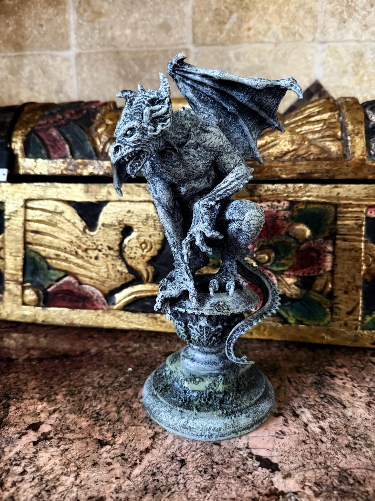 Gargoyle Statue – Hand Painted Medieval Monster Figurine