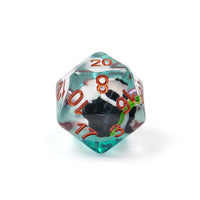 Bamboo Panda on Blue Glitter 7-Dice Set w/Copper Numbers Dnd Dice Set