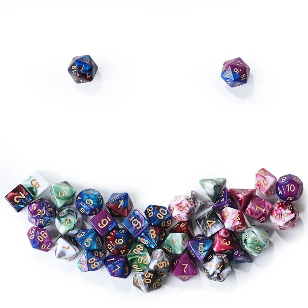 Acrylic two-color mix and match dnd dice set + dice tray