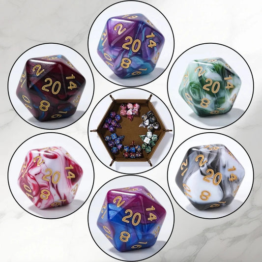 Acrylic two-color mix and match dnd dice set + dice tray
