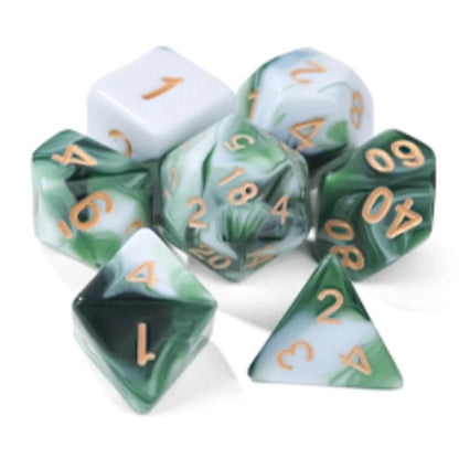 Acrylic two-color mix and match dnd dice set + dice tray