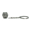 Nickel D20 Keychain Featuring Metal Dragon Font d20