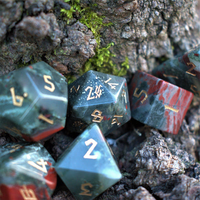 African Bloodstone Stone Dice Set