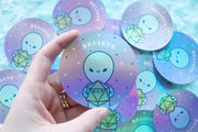 Holographic Alien and D20 Dice Buddy Sticker