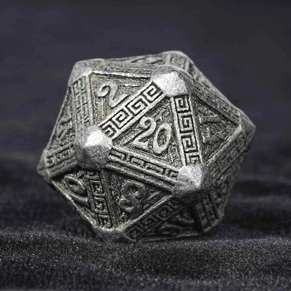 Ancient Greek Textured Metal DND Dice Set
