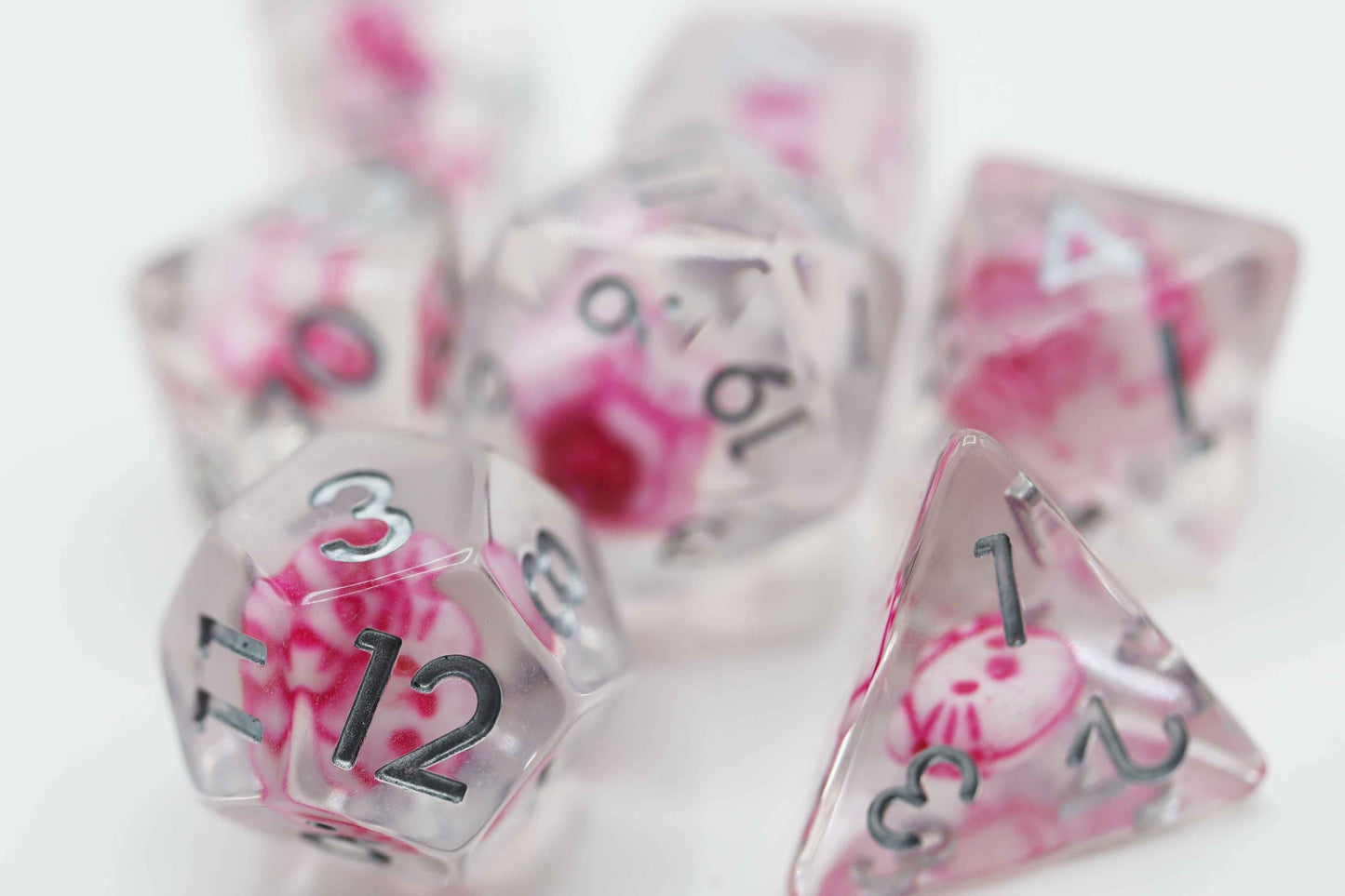 Anime Kitty RPG Dice Set | 7-Piece Polyhedral Dice with Kitty Inclusions