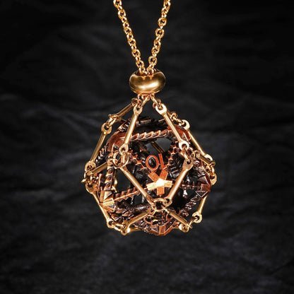Antique Gold Metal Hollow 3D Dragon D&D Dice Set