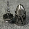 Antique Nickel Bullet Hollow Metal D20 Dice Cage Necklace + 7 Mini Metal Dice Set