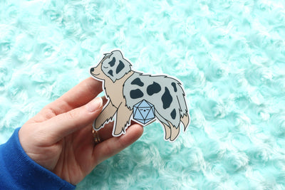 Australian Shepherd D20 Dice Buddy Sticker