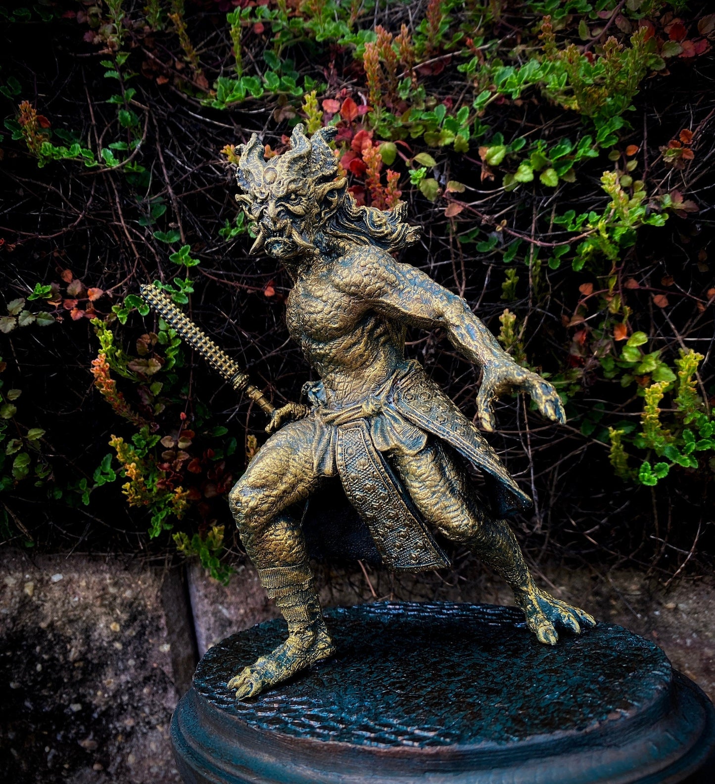 Oni Statue, Hand Painted Resin Sculpture | Mythical Creature Figurine | Unique Legendary Japanese Monster Figurine. Fantasy Art Gift