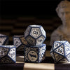 Grey with White Irregular Pattern Fill: 7-Piece Acrylic Dice Set