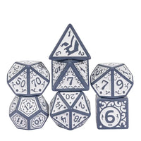 Grey with White Irregular Pattern Fill: 7-Piece Acrylic Dice Set