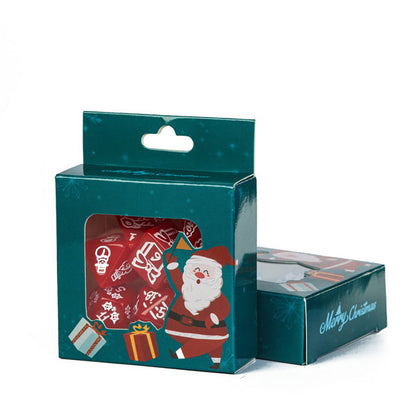 Red Christmas Dice – Holiday Festive RPG Dice Set with White Holiday Designs