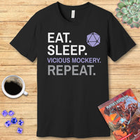Bard T-Shirt – 'Eat, Sleep, Vicious Mockery, Repeat'