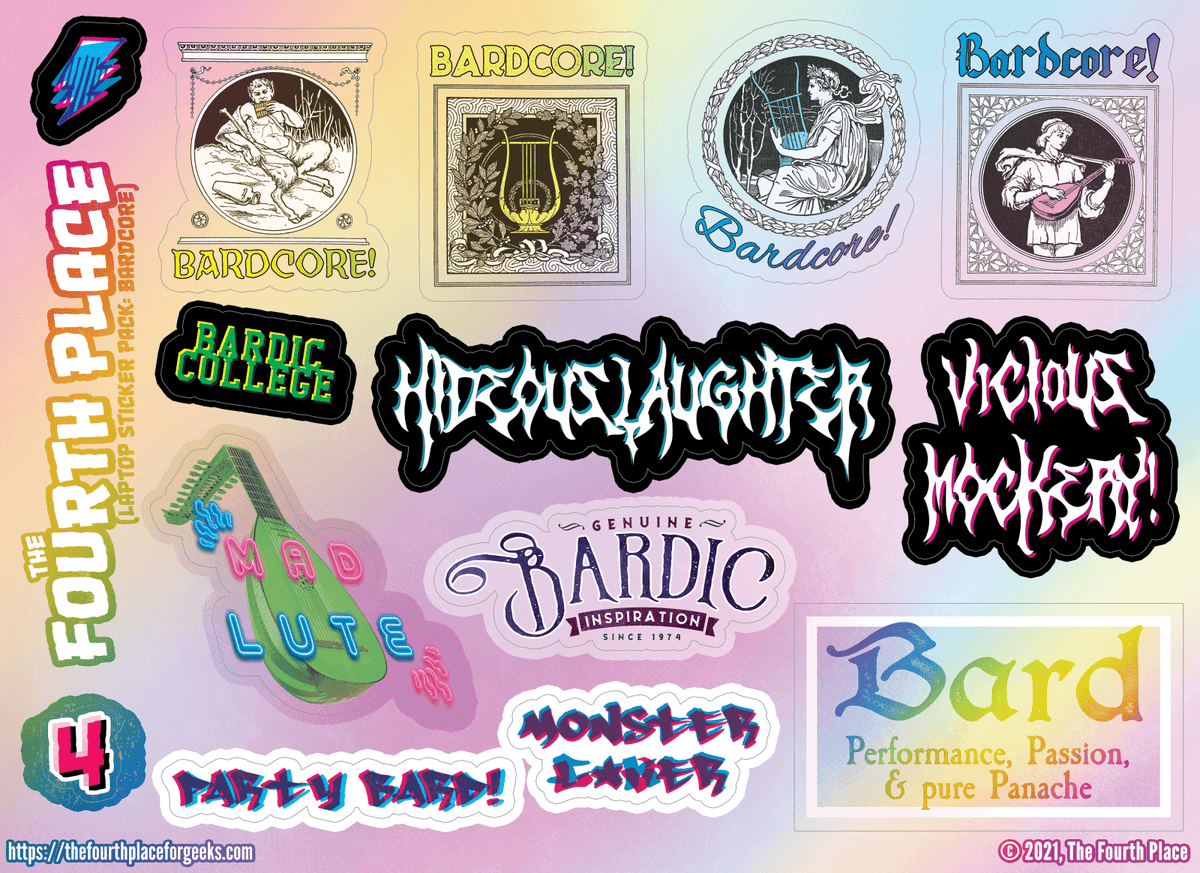 Bardcore! Stickers - Bard & Music-Themed Vinyl Sticker Sheet