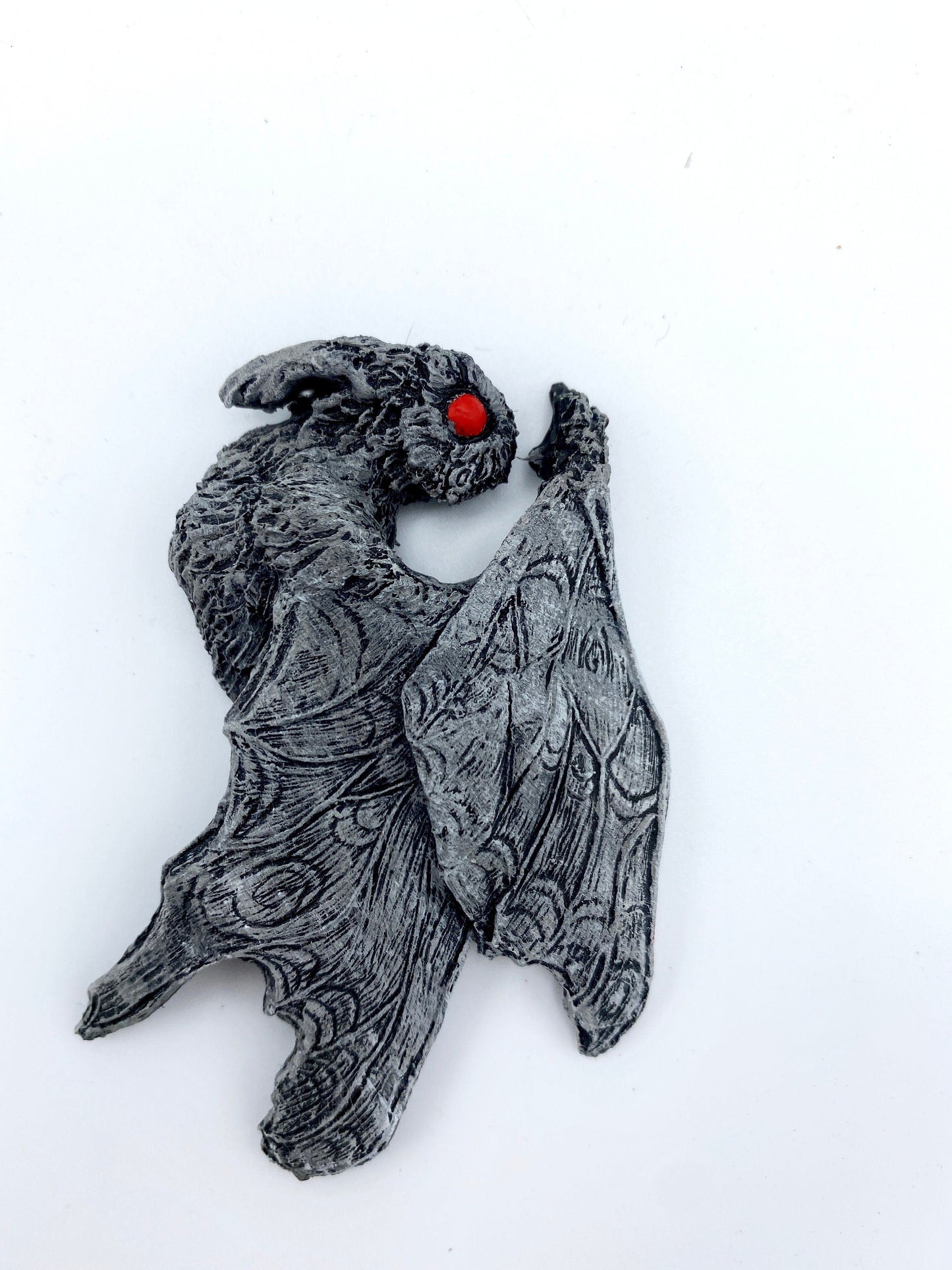 Mothman Magnet, Hand Painted Resin Sculpture | Cryptid Fantasy Decor | Moth Man Magnet for Horror and Gothic Decor