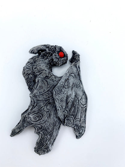 Mothman Magnet, Hand Painted Resin Sculpture | Cryptid Fantasy Decor | Moth Man Magnet for Horror and Gothic Decor