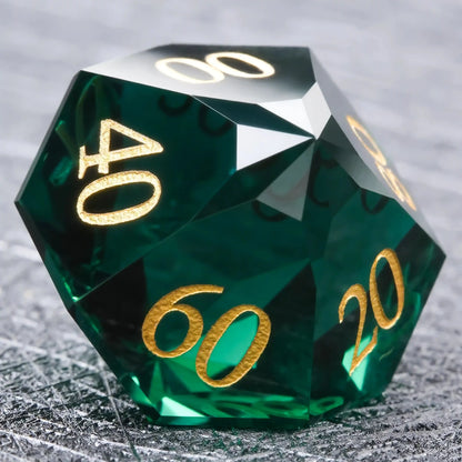 Bear Dice DND Multi-Sided Engraved Glass Gemstone Dice Set