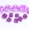 Purple Glow 7-Dice Mini-Dice RPG Set w/Black Numbers Miniature Dice