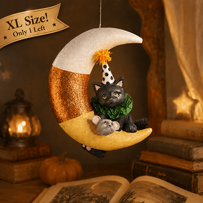 XL Party Kitty Candy Corn Moon by Bethany Lowe Designs