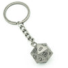 Nickel D20 Keychain Featuring Metal Dragon Font d20