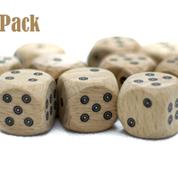 10-Pack Birds-Eye Wooden 16mm d6 Dice w/ Black Dots Rounded Corners - Wood Dice