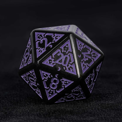 Black and purple rune acrylic DND dice set