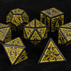 Black and Yellow Rune Acrylic DND Dice Set