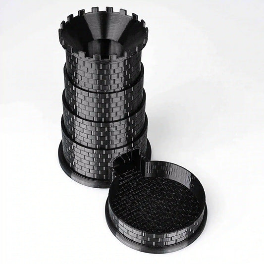 Black Castle Rotatable Folding Retractable DND Dice Tower with Dice Tray