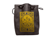 Black Leather Lite Spell Book Design Self-Standing Large Dice Bag